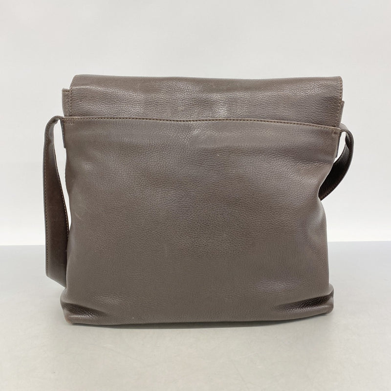 【6fa0702-k】セリーヌ ショルダーバッグ レザー ブラウン シルバー金具【中古】メンズ