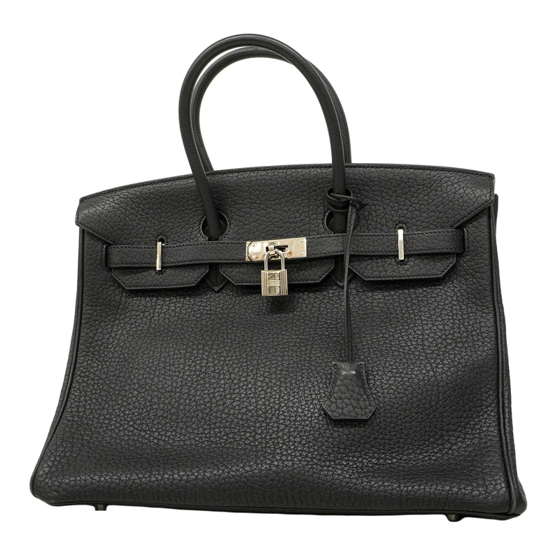 【6fa0729】エルメス ハンドバッグ バーキン35 フィヨルド ブラック シルバー金具 □M刻印【中古】レディース