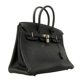 【6fa0729】エルメス ハンドバッグ バーキン35 フィヨルド ブラック シルバー金具 □M刻印【中古】レディース