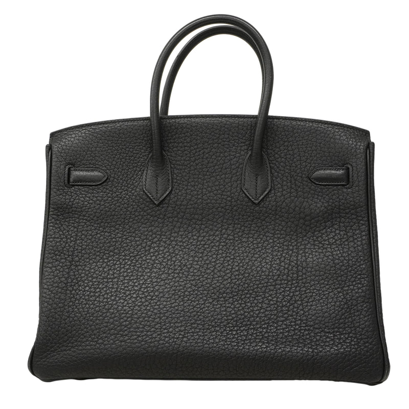【6fa0729】エルメス ハンドバッグ バーキン35 フィヨルド ブラック シルバー金具 □M刻印【中古】レディース