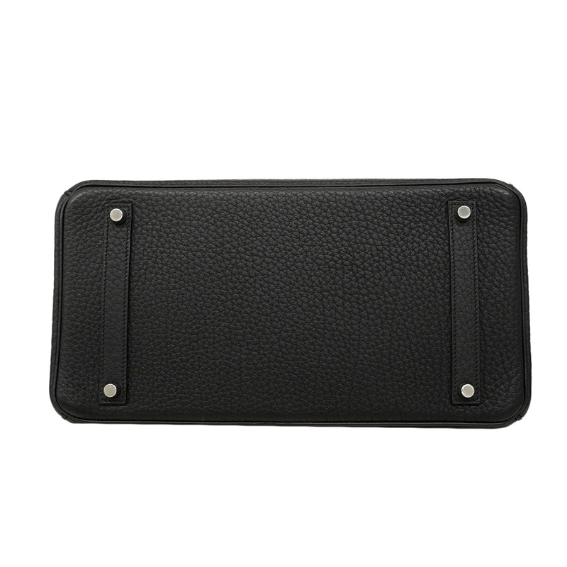 【6fa0729】エルメス ハンドバッグ バーキン35 フィヨルド ブラック シルバー金具 □M刻印【中古】レディース