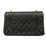 【6fa0732】シャネル ショルダーバッグ マトラッセ Wフラップ Wチェーン ラムスキン ブラック ゴールド金具【中古】レディース