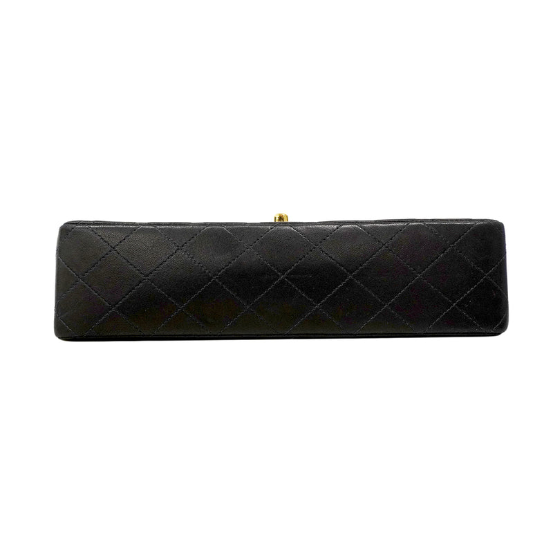 【6fa0732】シャネル ショルダーバッグ マトラッセ Wフラップ Wチェーン ラムスキン ブラック ゴールド金具【中古】レディース