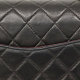 【6fa0732】シャネル ショルダーバッグ マトラッセ Wフラップ Wチェーン ラムスキン ブラック ゴールド金具【中古】レディース