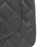 【6fa0736】シャネル ショルダーバッグ デカマトラッセ Wフラップ Wチェーン キャビアスキン ブラック シルバー金具【中古】レディース