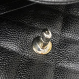 【6fa0736】シャネル ショルダーバッグ デカマトラッセ Wフラップ Wチェーン キャビアスキン ブラック シルバー金具【中古】レディース