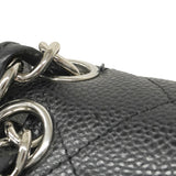 【6fa0736】シャネル ショルダーバッグ デカマトラッセ Wフラップ Wチェーン キャビアスキン ブラック シルバー金具【中古】レディース