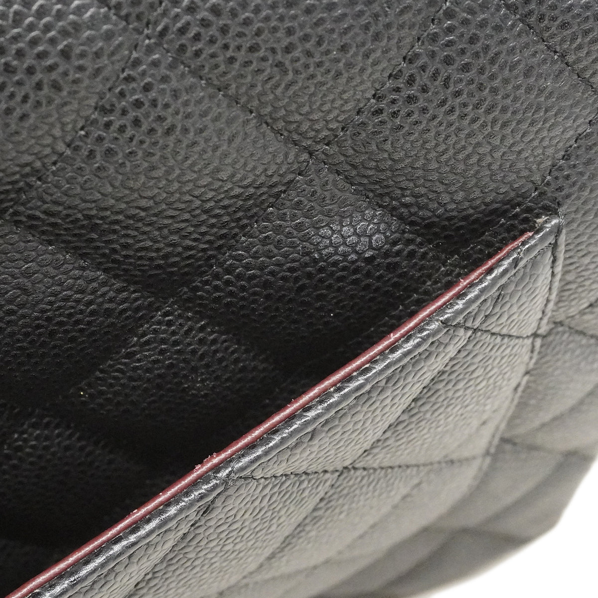 【6fa0736】シャネル ショルダーバッグ デカマトラッセ Wフラップ Wチェーン キャビアスキン ブラック シルバー金具【中古】レディース