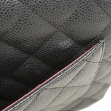 【6fa0736】シャネル ショルダーバッグ デカマトラッセ Wフラップ Wチェーン キャビアスキン ブラック シルバー金具【中古】レディース