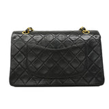 【6fa0738】シャネル ショルダーバッグ マトラッセ Wフラップ Wチェーン ラムスキン ブラック ゴールド金具【中古】レディース