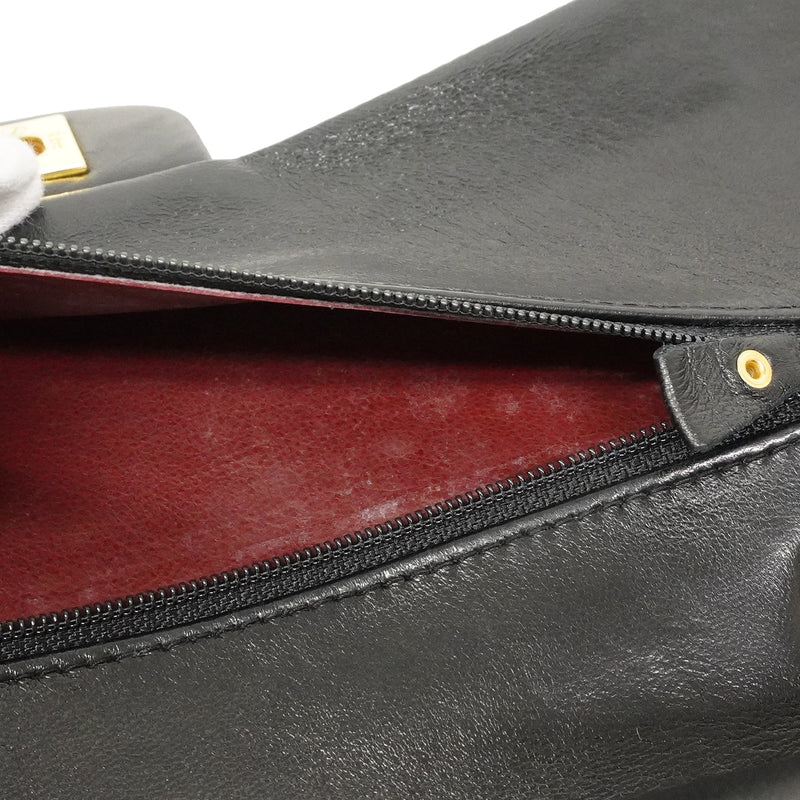 【6fa0738】シャネル ショルダーバッグ マトラッセ Wフラップ Wチェーン ラムスキン ブラック ゴールド金具【中古】レディース