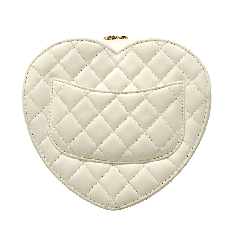 【6fa0739】シャネル ショルダーバッグ マトラッセ チェーンショルダー ラムスキン ホワイト シャンパンゴールド金具【中古】レディース