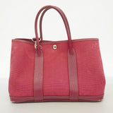 【6fa0750】エルメス ハンドバッグ ガーデンパーティTPM トワルオフィシエ ルージュアッシュ シルバー金具 □I刻印 2wayバッグ【中古】レディース