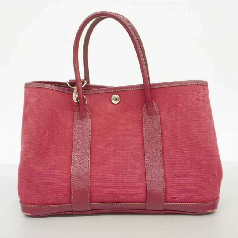 【6fa0750】エルメス ハンドバッグ ガーデンパーティTPM トワルオフィシエ ルージュアッシュ シルバー金具 □I刻印 2wayバッグ【中古】レディース