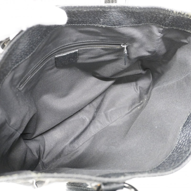 【6fa0760】グッチ トートバッグ GGキャンバス 113019 キャンバス ブラック シルバー金具【中古】レディース