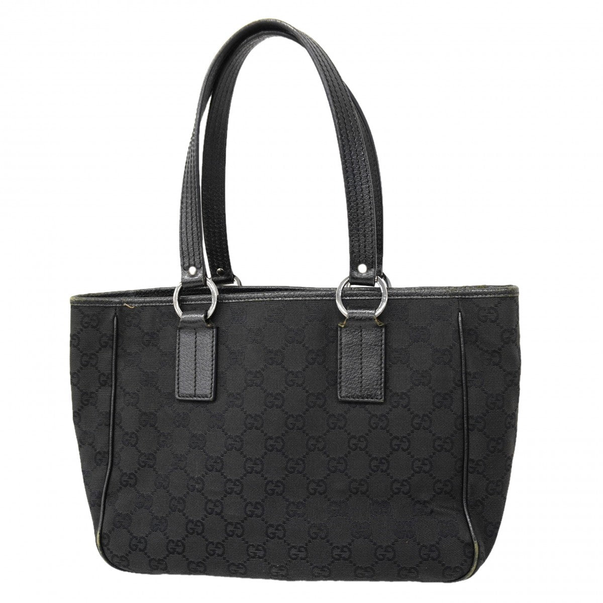 【6fa0760】グッチ トートバッグ GGキャンバス 113019 キャンバス ブラック シルバー金具【中古】レディース