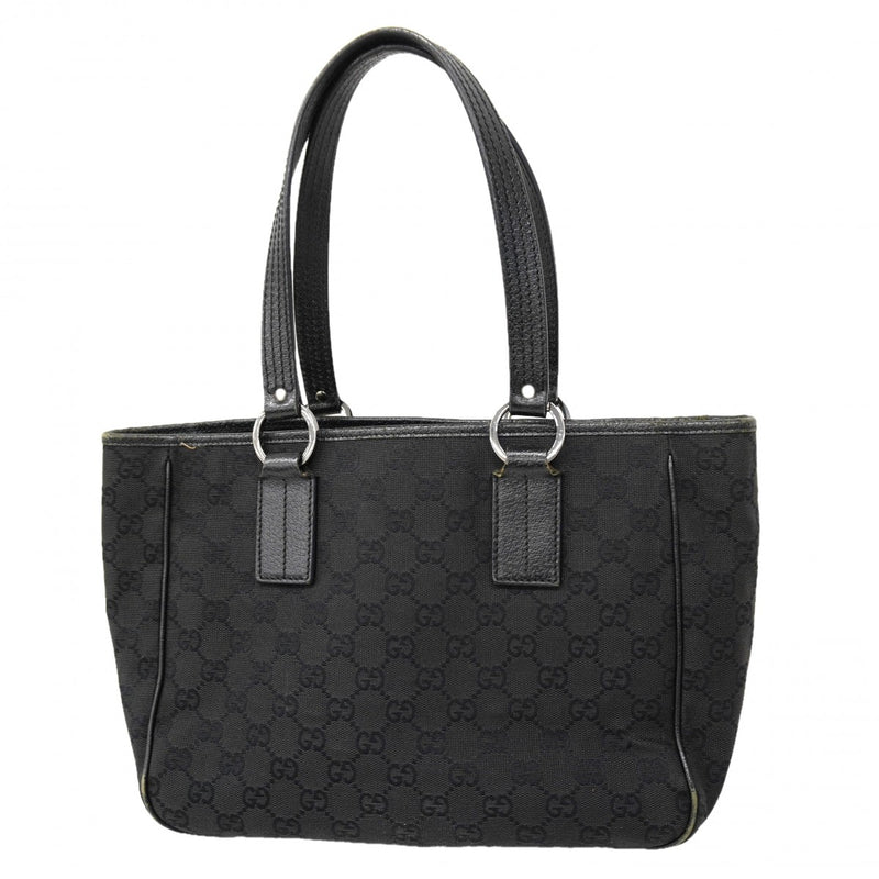 【6fa0760】グッチ トートバッグ GGキャンバス 113019 キャンバス ブラック シルバー金具【中古】レディース