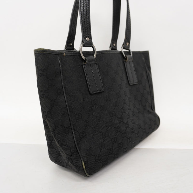 【6fa0760】グッチ トートバッグ GGキャンバス 113019 キャンバス ブラック シルバー金具【中古】レディース
