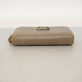 【6fa0761】シャネル コインケース マトラッセ ラムスキン グレー シルバー金具【中古】レディース