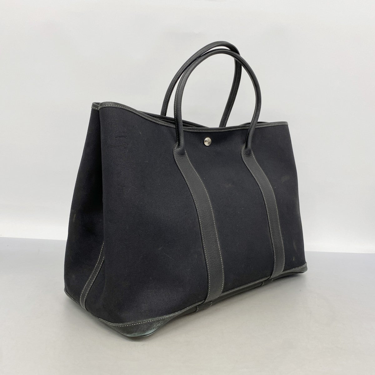 【6fa0776-h】エルメス トートバッグ ガーデンパーティGM トワルオフィシエ ブラック シルバー金具 □I刻印【中古】メンズ レディース ユニセックス