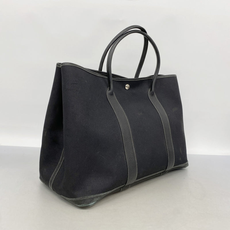 【6fa0776-h】エルメス トートバッグ ガーデンパーティGM トワルオフィシエ ブラック シルバー金具 □I刻印【中古】メンズ レディース ユニセックス