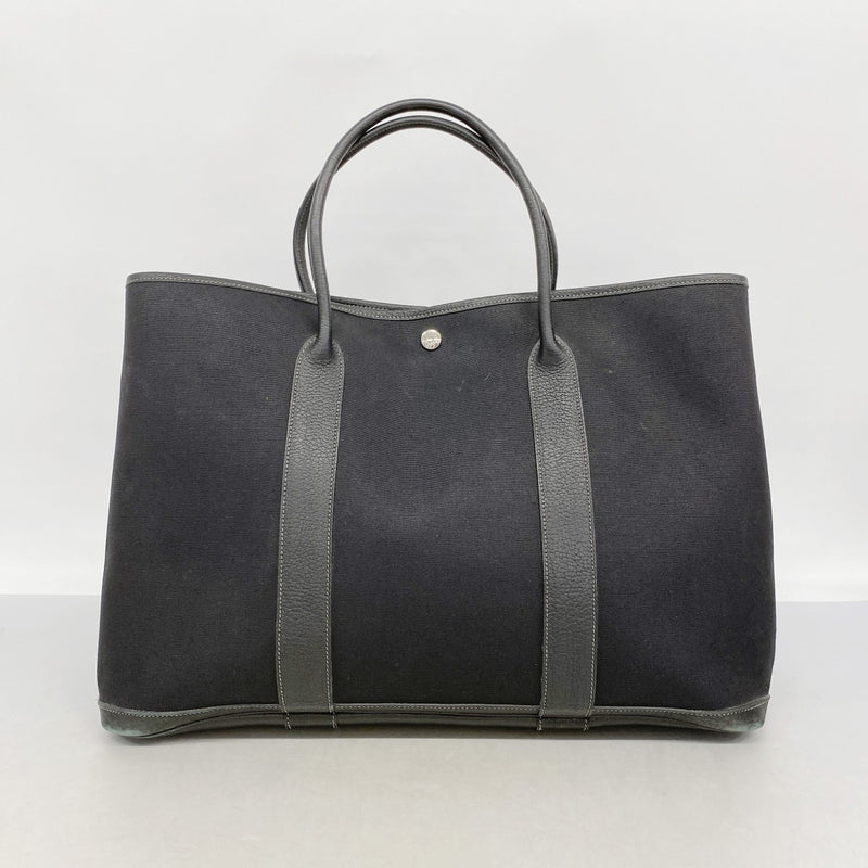 【6fa0776-h】エルメス トートバッグ ガーデンパーティGM トワルオフィシエ ブラック シルバー金具 □I刻印【中古】メンズ レディース ユニセックス