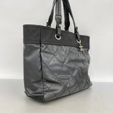 【6fa0777】シャネル トートバッグ パリビアリッツ キャンバス ブラック シルバー金具【中古】レディース
