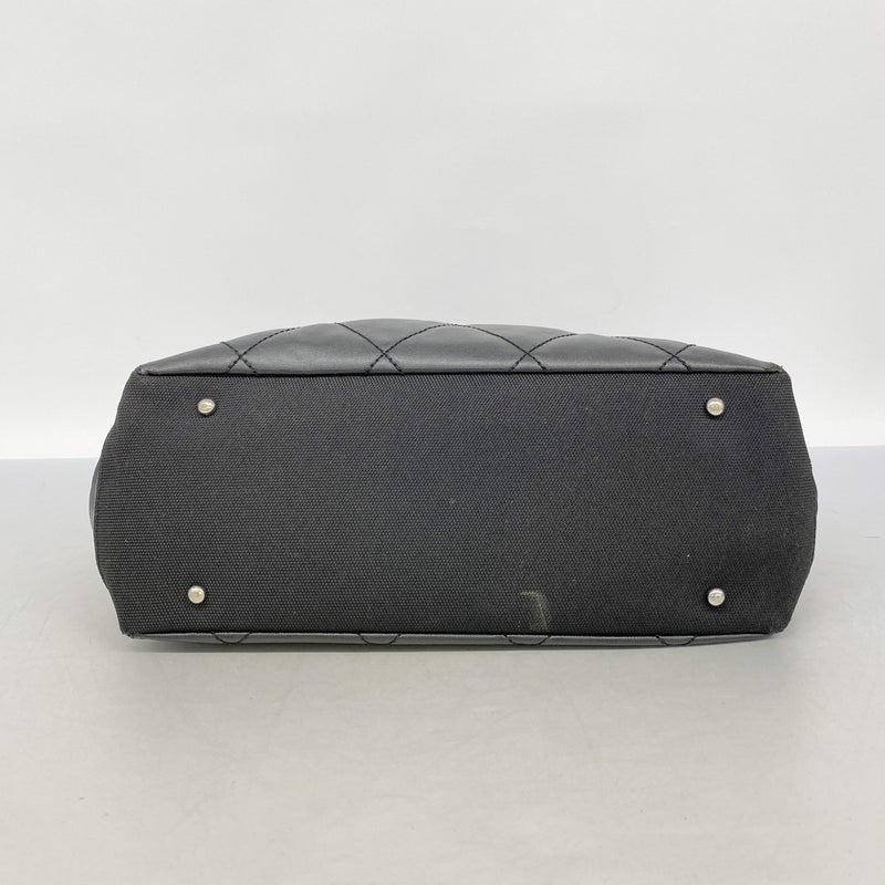 【6fa0777】シャネル トートバッグ パリビアリッツ キャンバス ブラック シルバー金具【中古】レディース