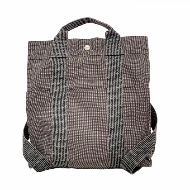 【6fa0778】エルメス リュック・デイパック エールラインアドMM キャンバス グレー シルバー金具【中古】メンズ レディース ユニセックス