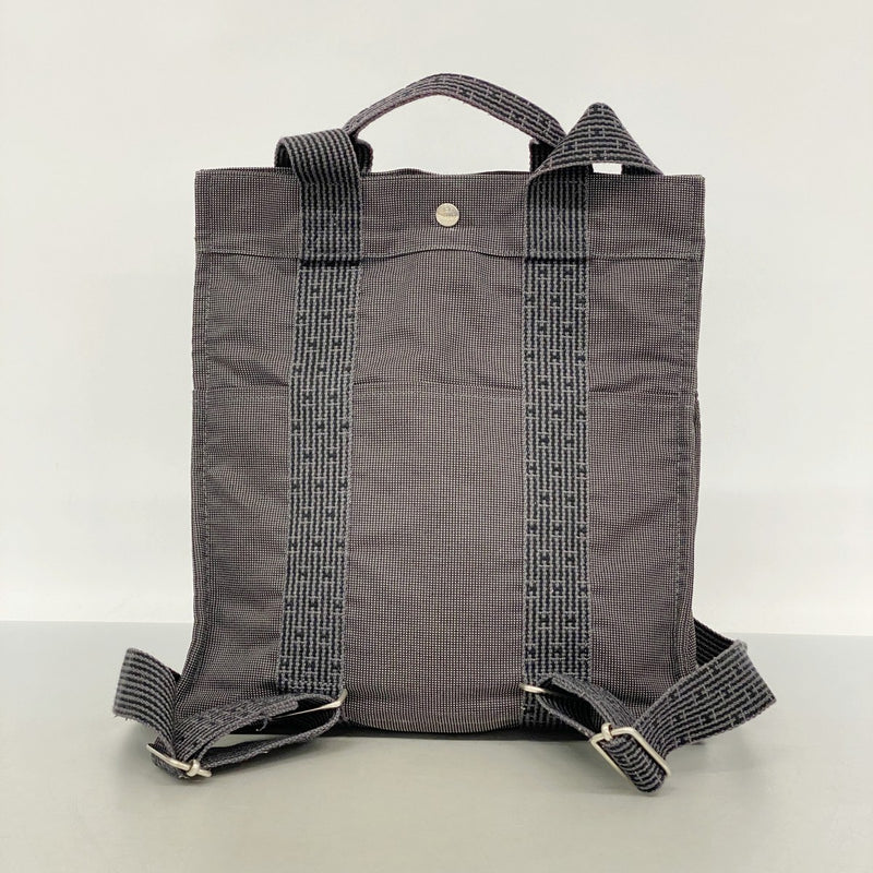 【6fa0778】エルメス リュック・デイパック エールラインアドMM キャンバス グレー シルバー金具【中古】メンズ レディース ユニセックス