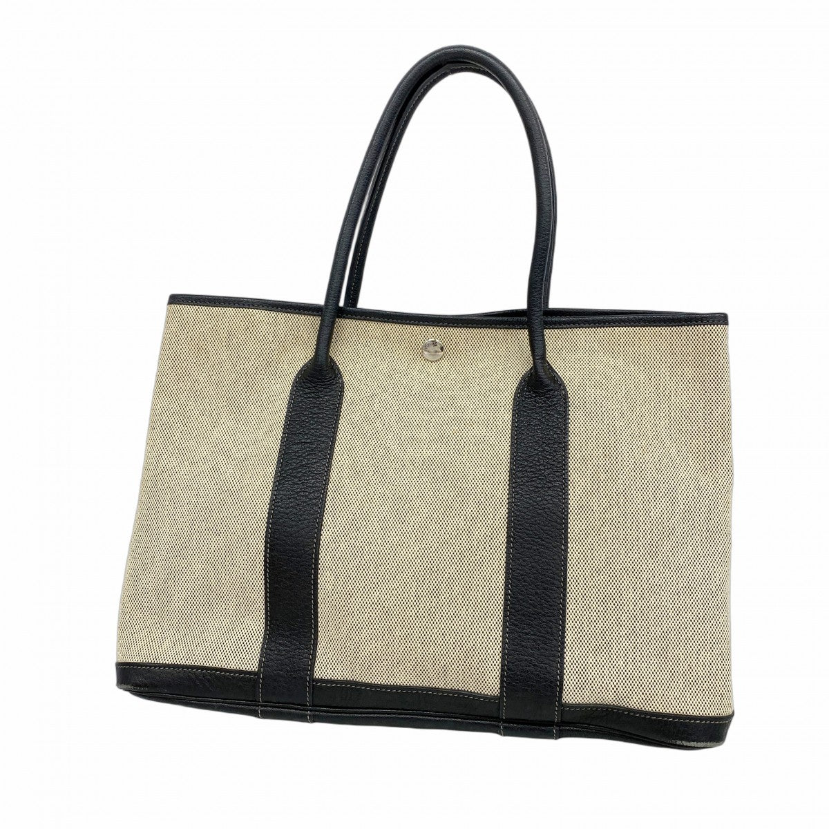 【6fa0779】エルメス トートバッグ ガーデンパーティPM トワルアッシュ ブラック シルバー金具 □J刻印【中古】レディース
