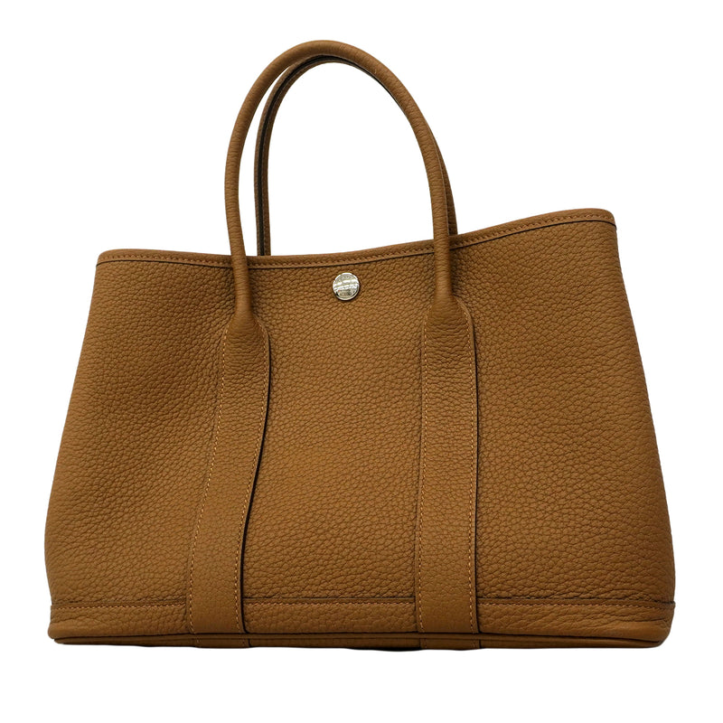 【6fa0793】エルメス トートバッグ ガーデンパーティTPM ネゴンダ ビスキュイ シルバー金具 W刻印【中古】レディース