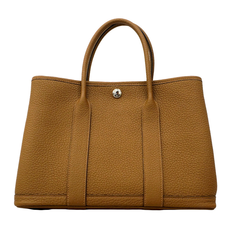 【6fa0793】エルメス トートバッグ ガーデンパーティTPM ネゴンダ ビスキュイ シルバー金具 W刻印【中古】レディース