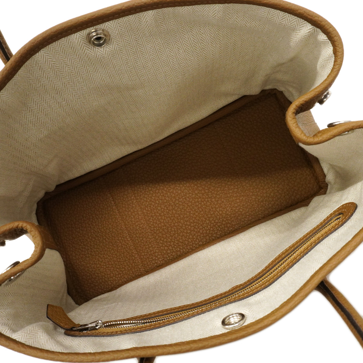 【6fa0793】エルメス トートバッグ ガーデンパーティTPM ネゴンダ ビスキュイ シルバー金具 W刻印【中古】レディース
