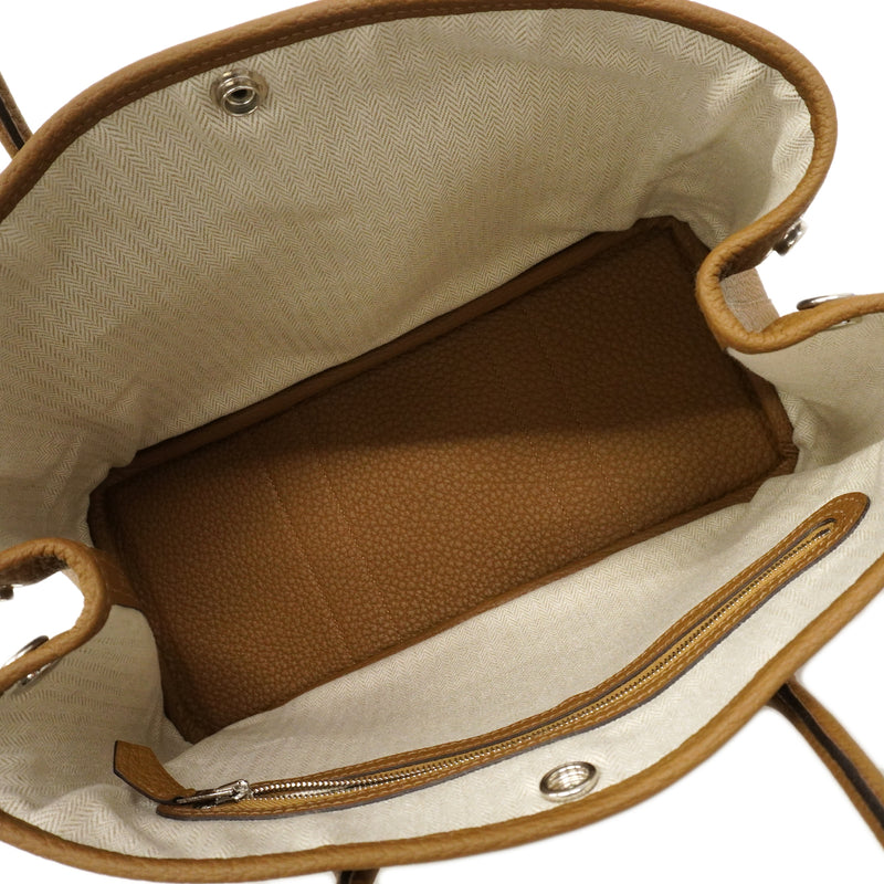 【6fa0793】エルメス トートバッグ ガーデンパーティTPM ネゴンダ ビスキュイ シルバー金具 W刻印【中古】レディース