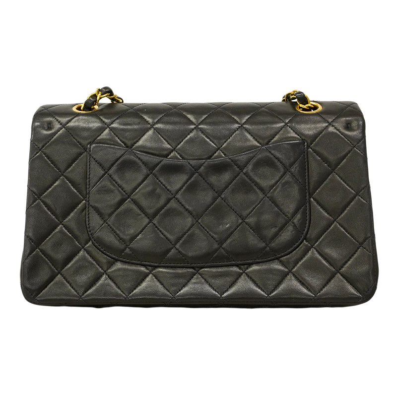 【6fa0794】シャネル ショルダーバッグ マトラッセ Wフラップ Wチェーン ラムスキン ブラック ゴールド金具【中古】レディース