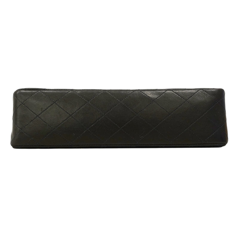 【6fa0794】シャネル ショルダーバッグ マトラッセ Wフラップ Wチェーン ラムスキン ブラック ゴールド金具【中古】レディース