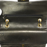 【6fa0794】シャネル ショルダーバッグ マトラッセ Wフラップ Wチェーン ラムスキン ブラック ゴールド金具【中古】レディース