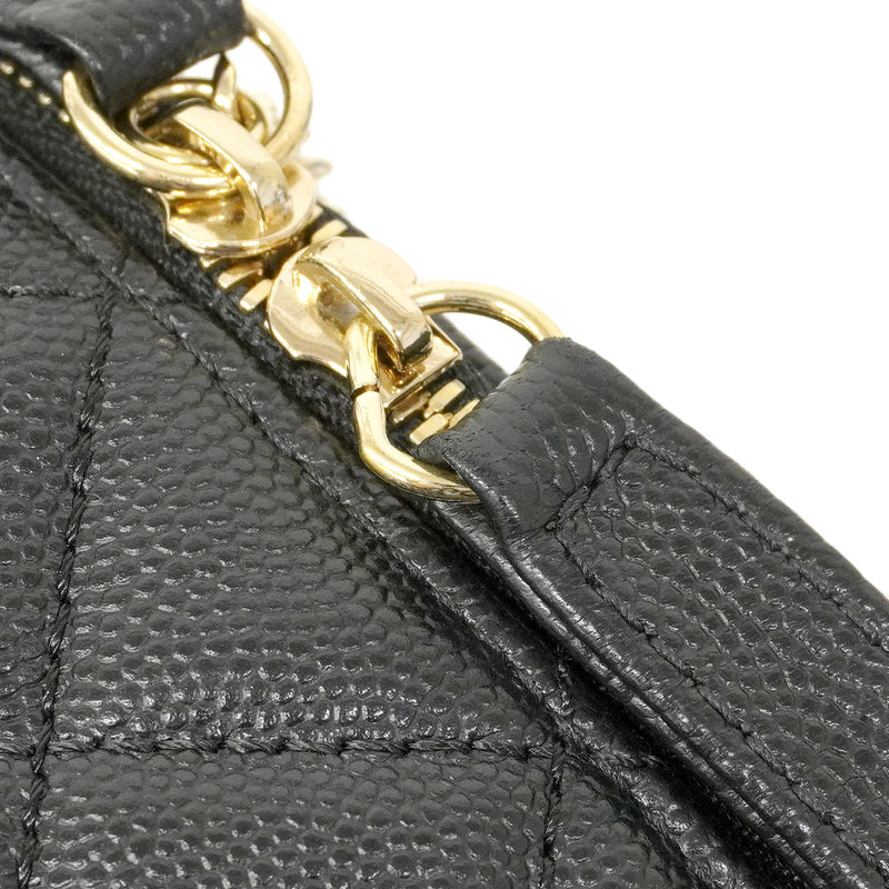 【6fa0795】シャネル リュック・デイパック マトラッセ キャビアスキン ブラック シャンパンゴールド金具【中古】レディース
