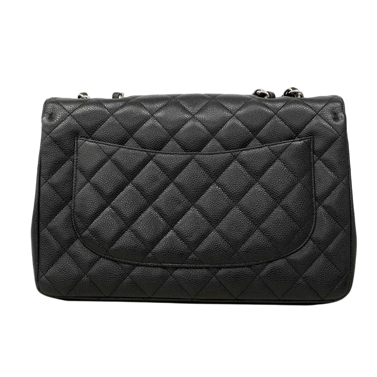 【6fa0796】シャネル ショルダーバッグ デカマトラッセ Wチェーン キャビアスキン ブラック シルバー金具【中古】レディース