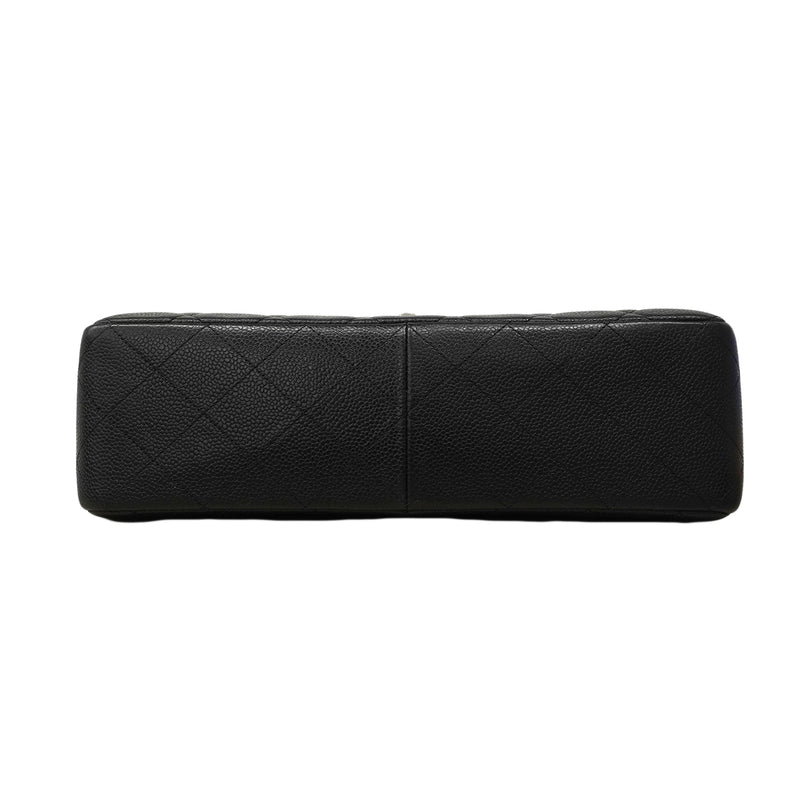 【6fa0796】シャネル ショルダーバッグ デカマトラッセ Wチェーン キャビアスキン ブラック シルバー金具【中古】レディース