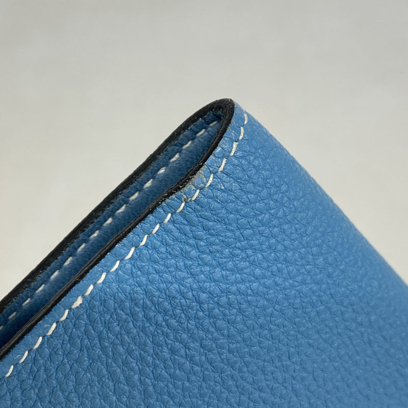 【6fa0797】エルメス 長財布 ドゴンGM トゴ ブルージーン シルバー金具 □H刻印【中古】メンズ レディース ユニセックス