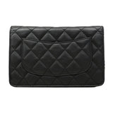 【6fa0810-k】シャネル ショルダーウォレット 2.55/マトラッセ チェーンショルダー ラムスキン ブラック ゴールド/シルバー金具【中古】レディース