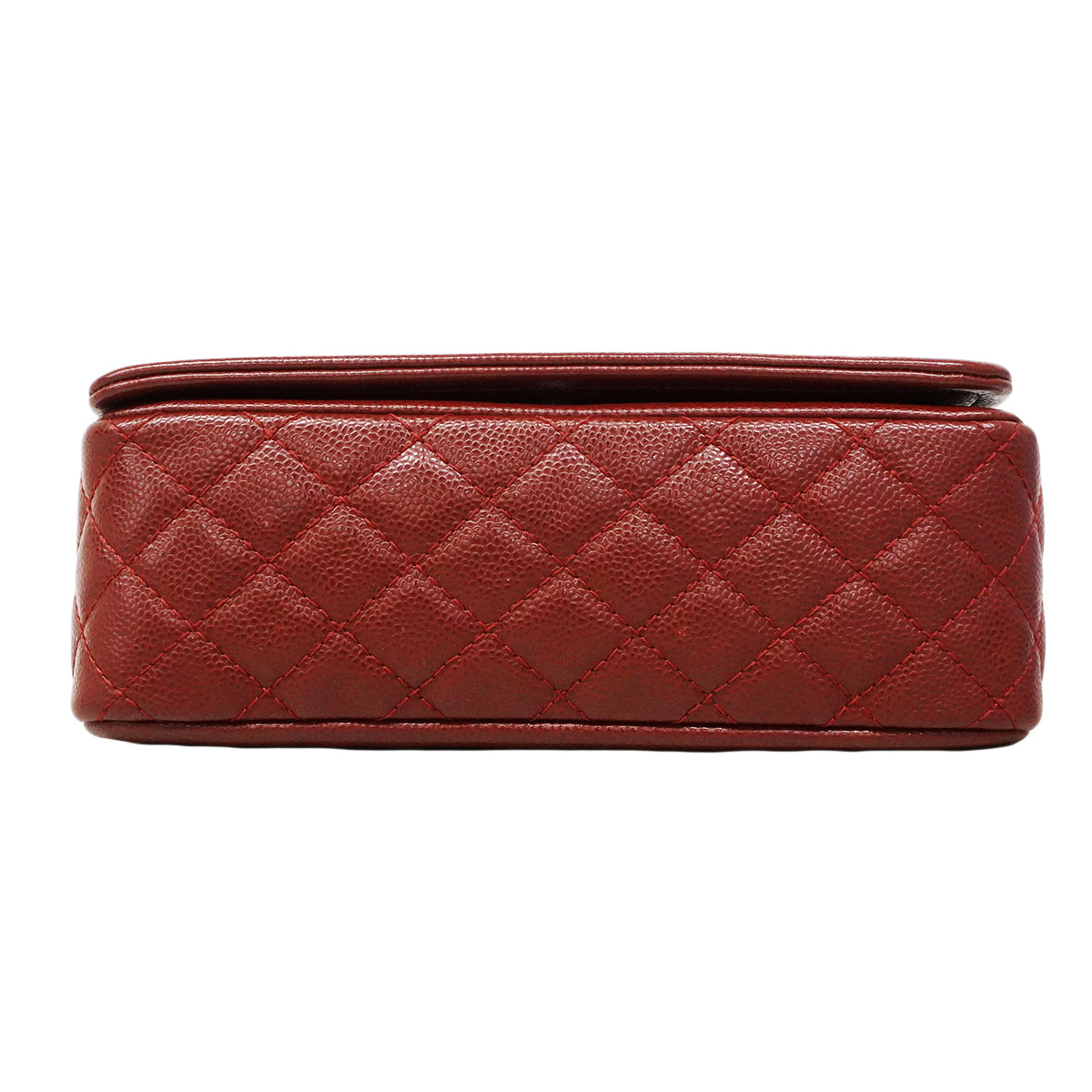【6fa0811-k】シャネル ショルダーバッグ Wチェーン キャビアスキン レッド シルバー金具【中古】レディース