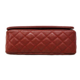 【6fa0811-k】シャネル ショルダーバッグ Wチェーン キャビアスキン レッド シルバー金具【中古】レディース