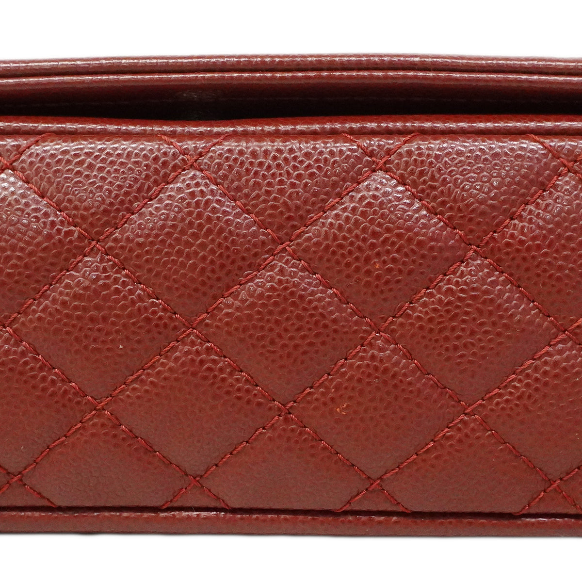 【6fa0811-k】シャネル ショルダーバッグ Wチェーン キャビアスキン レッド シルバー金具【中古】レディース