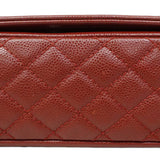 【6fa0811-k】シャネル ショルダーバッグ Wチェーン キャビアスキン レッド シルバー金具【中古】レディース