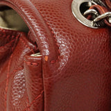 【6fa0811-k】シャネル ショルダーバッグ Wチェーン キャビアスキン レッド シルバー金具【中古】レディース