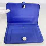 【6fa0821】エルメス 長財布 ドゴンGM トゴ ブルーエレクトリック シルバー金具 T刻印【中古】メンズ レディース ユニセックス