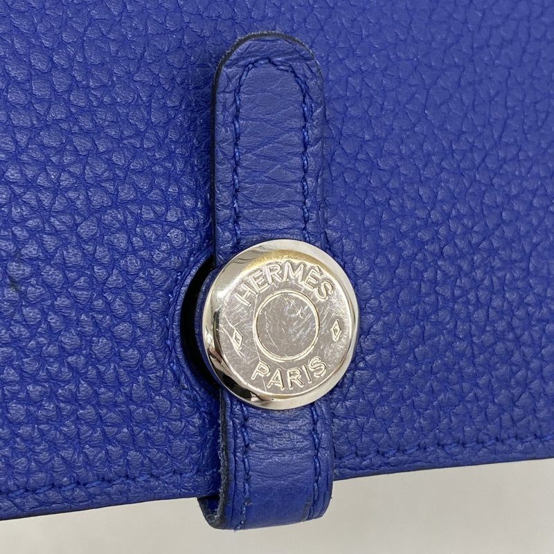【6fa0821】エルメス 長財布 ドゴンGM トゴ ブルーエレクトリック シルバー金具 T刻印【中古】メンズ レディース ユニセックス
